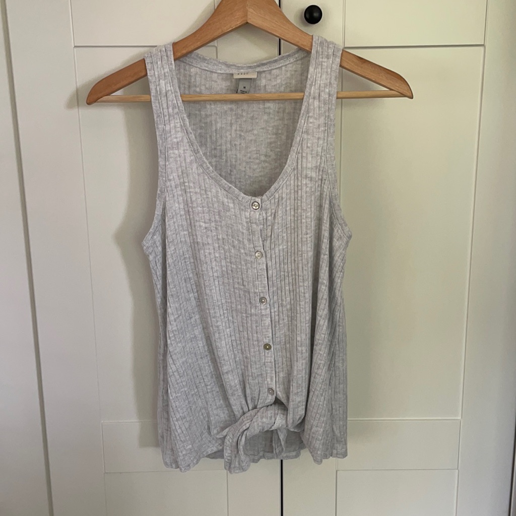 Gray Button Down Tank Top